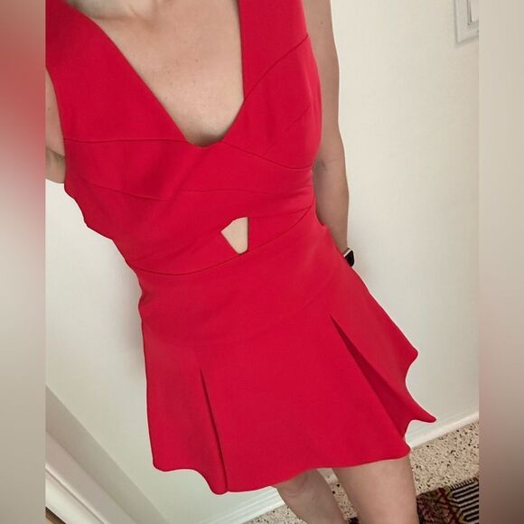 BCBG red mini dress cutouts back zip 2 - Picture 1 of 9